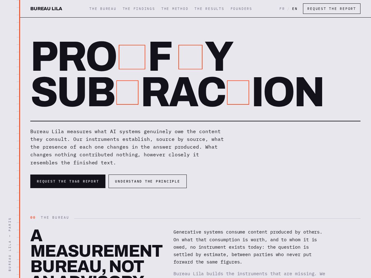 Landing-page snapshot of bureau-lila.com