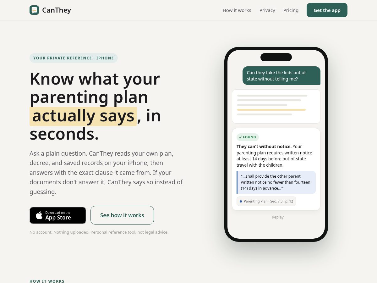 Landing-page snapshot of canthey.app