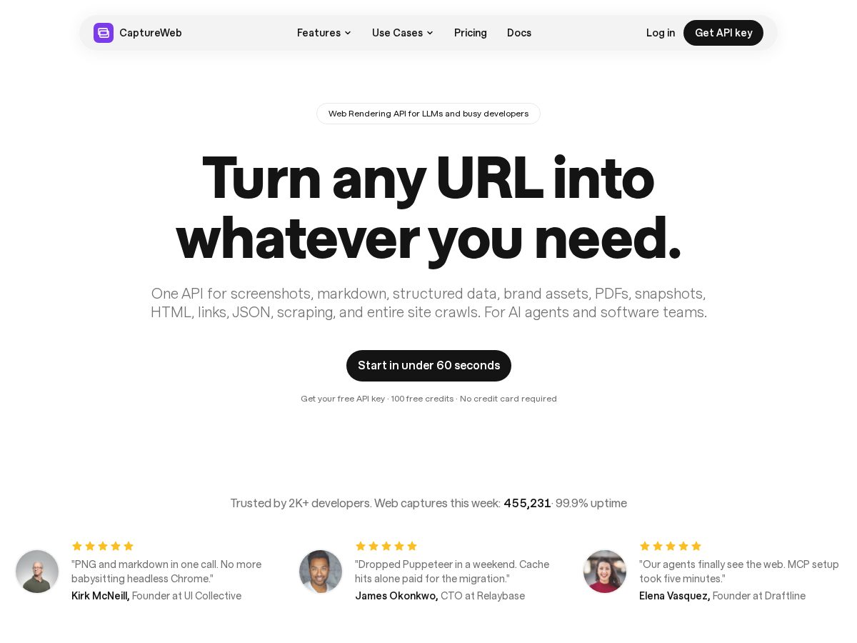 Landing-page snapshot of captureweb.dev