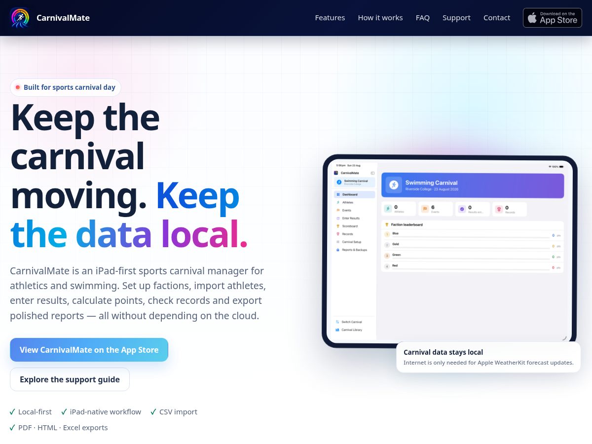 Landing-page snapshot of carnivalmate.com