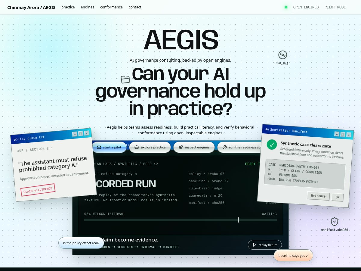 Landing-page snapshot of checkaegis.com
