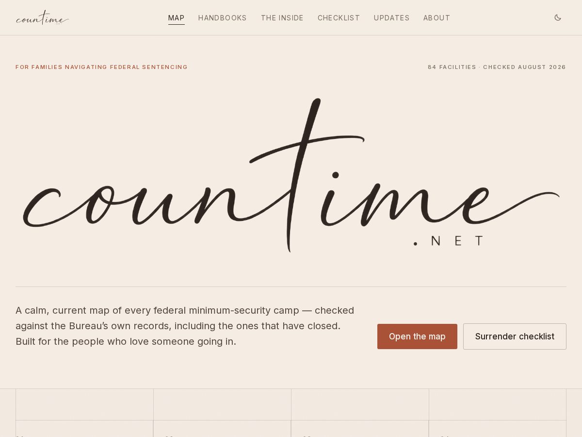 Landing-page snapshot of countime.net
