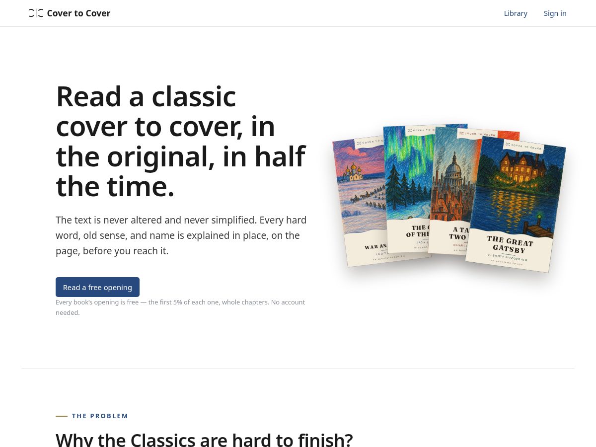 Landing-page snapshot of covertocoverpress.com