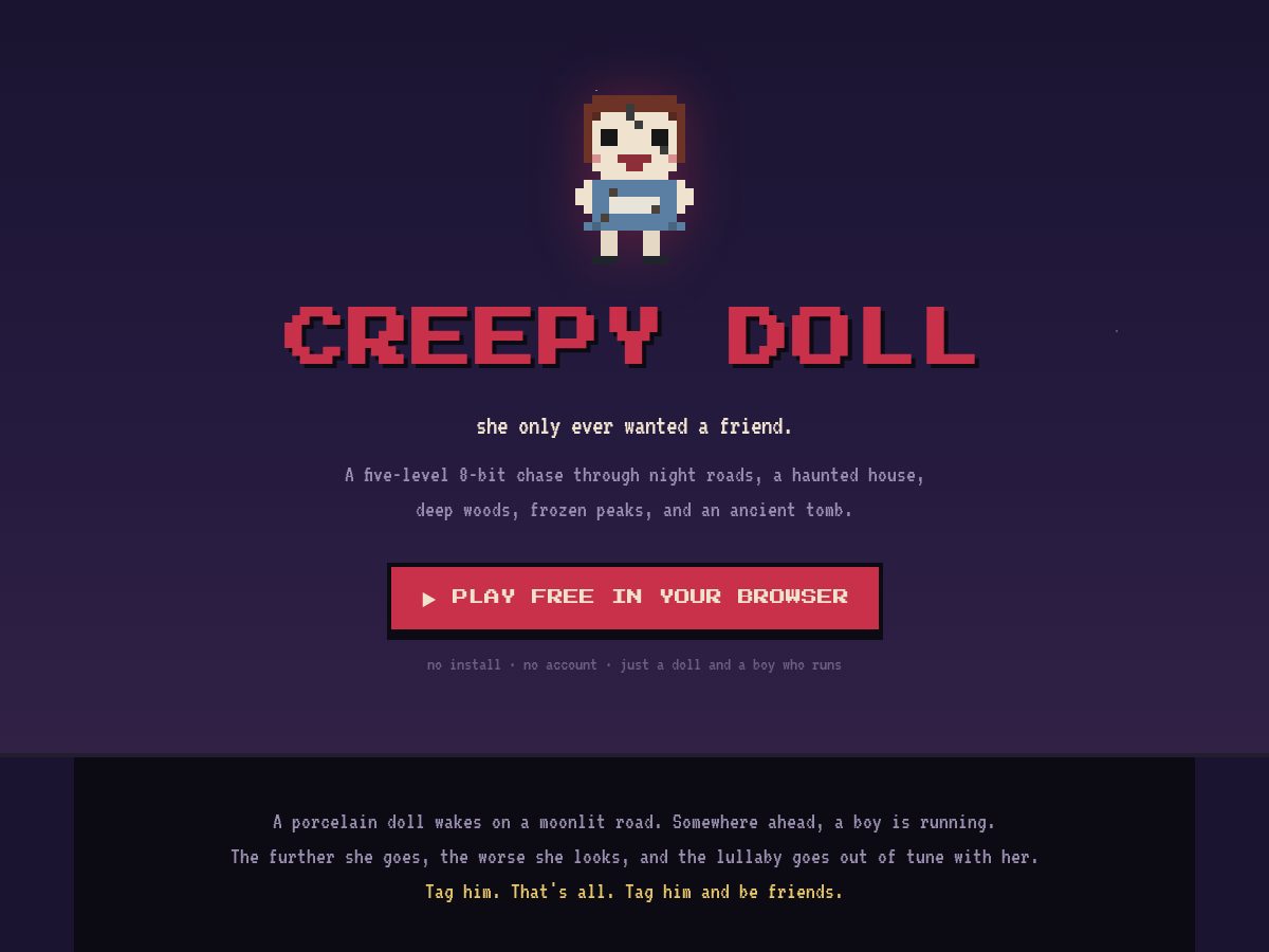 Landing-page snapshot of creepydoll.party