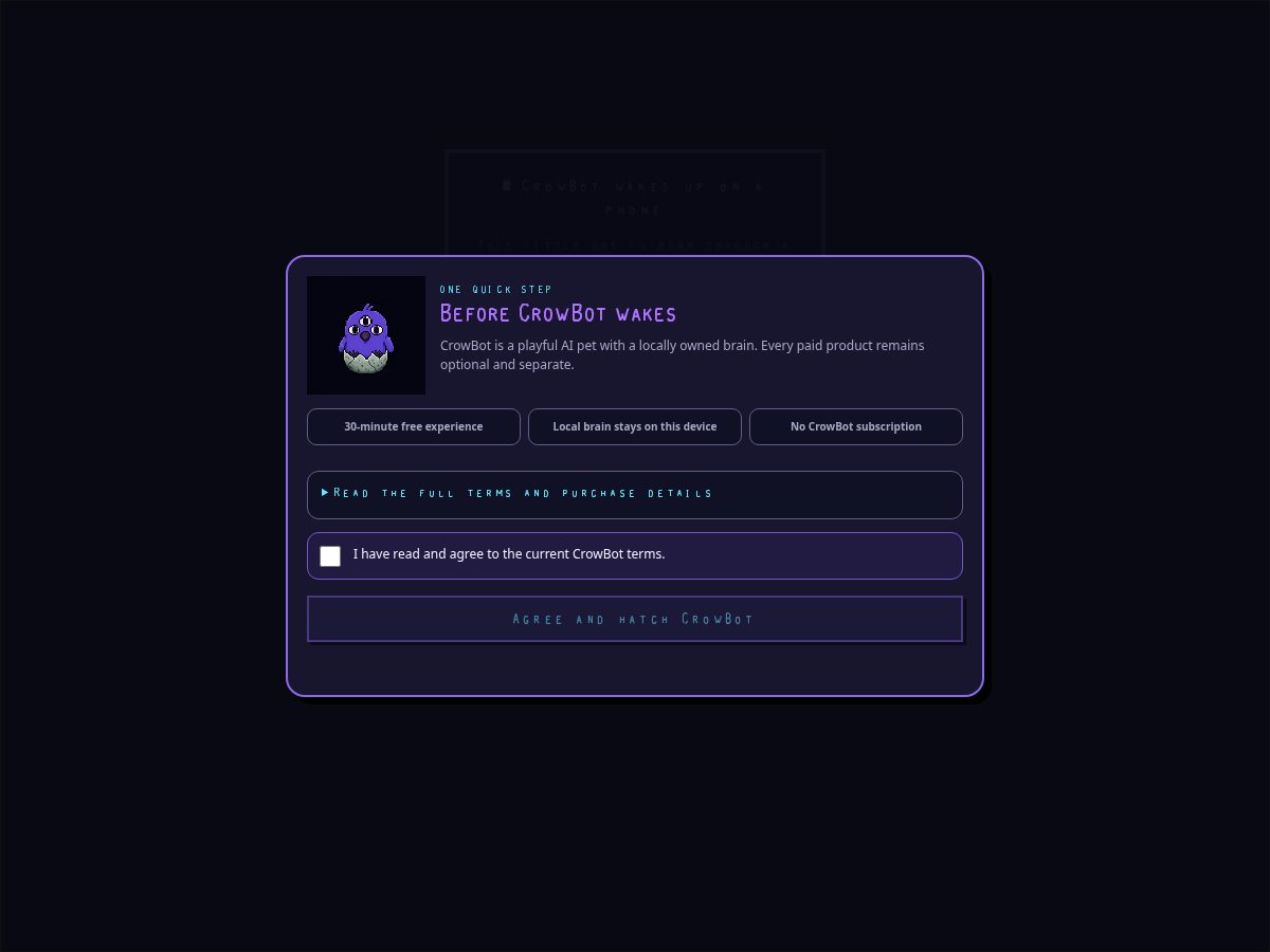 Landing-page snapshot of crowbot.games