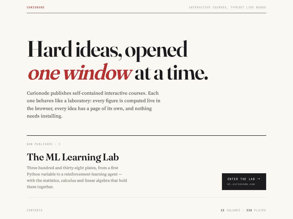 Landing-page snapshot of curionode.com
