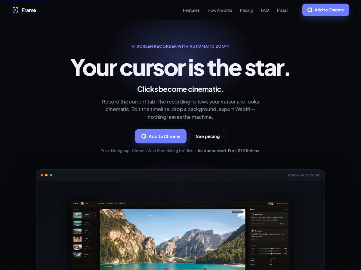 Landing-page snapshot of cursorzoom.com