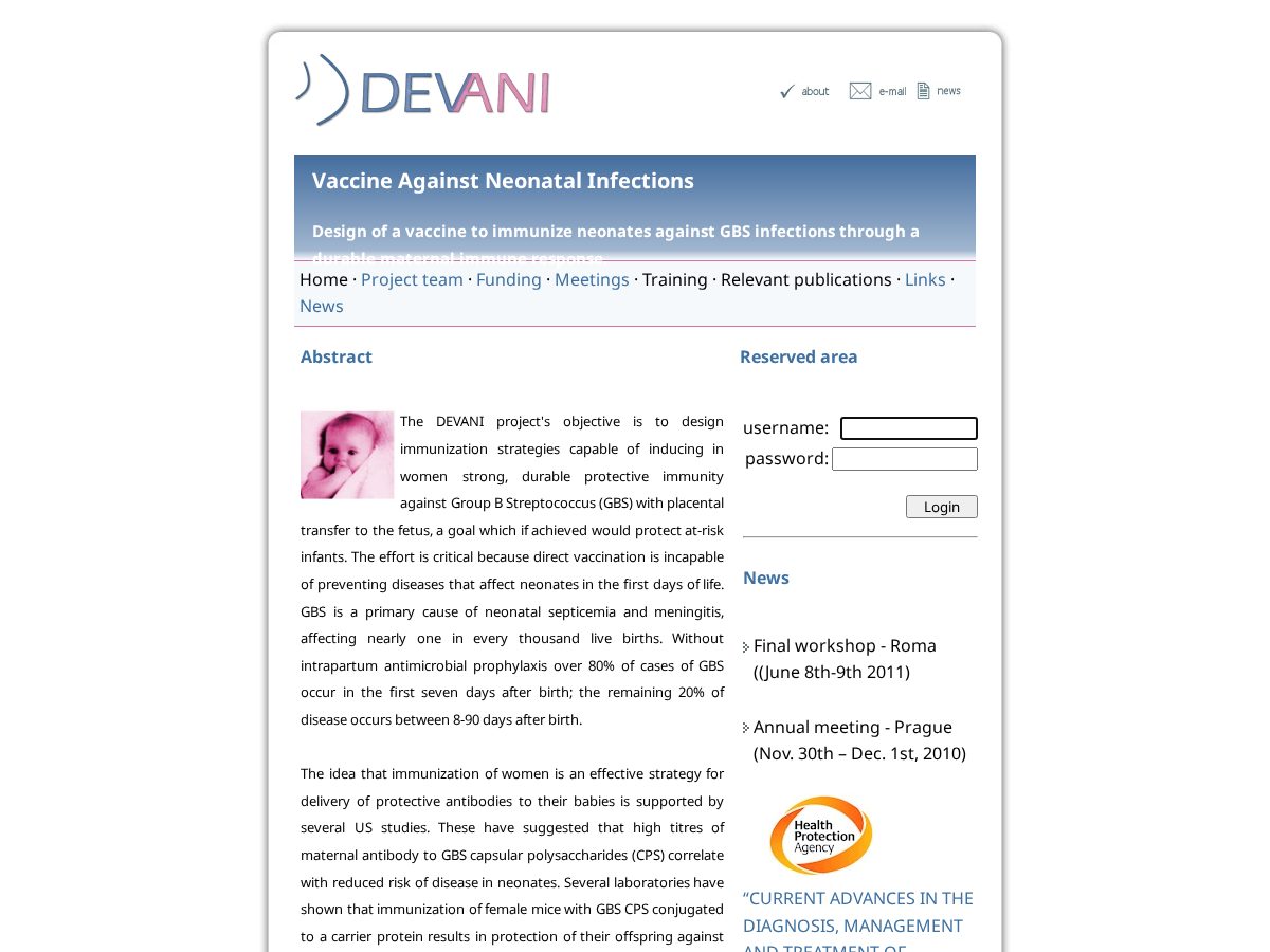 Landing-page snapshot of devaniproject.org