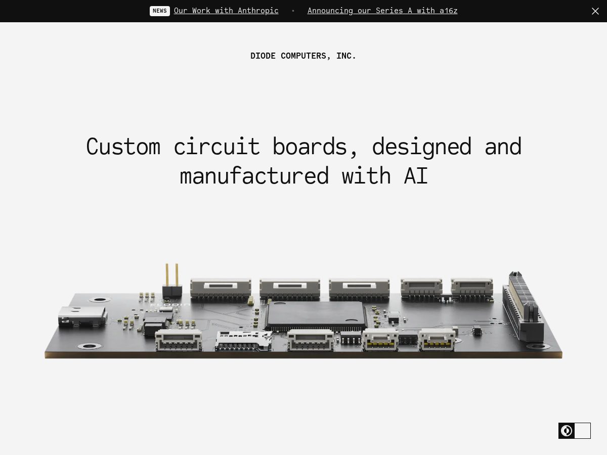 Landing-page snapshot of diodeinc.com