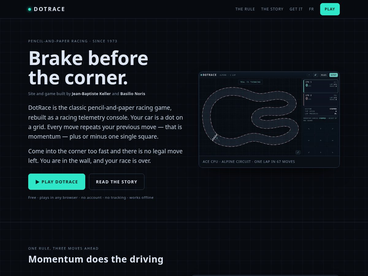 Landing-page snapshot of dotrace.net