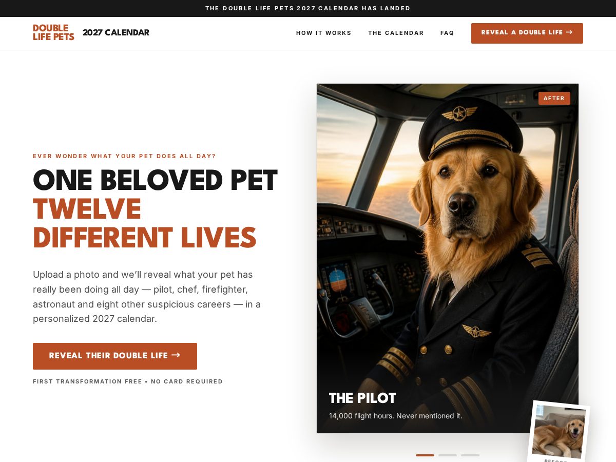 Landing-page snapshot of doublelifepets.com