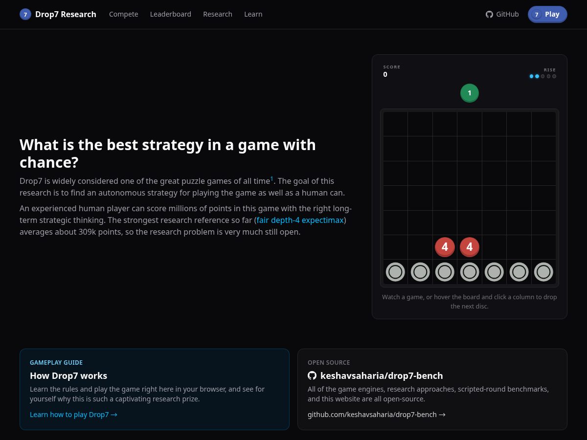 Landing-page snapshot of drop7.dev