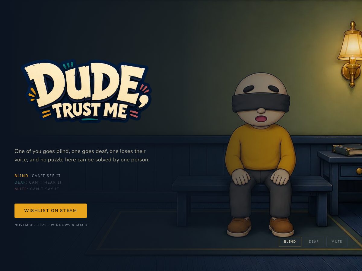 Landing-page snapshot of dudetrustmegame.com