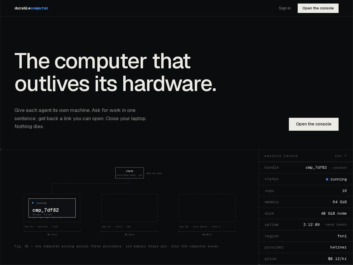 Landing-page snapshot of durablecomputer.com