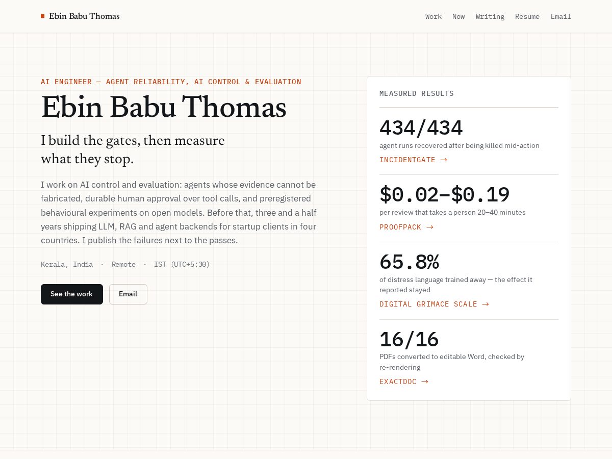 Landing-page snapshot of ebinbt.dev