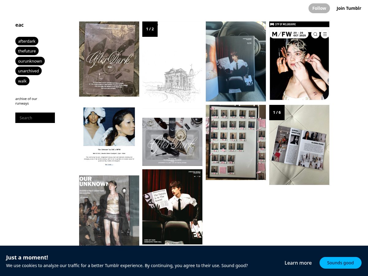 Landing-page snapshot of emergingartistscollective.blog