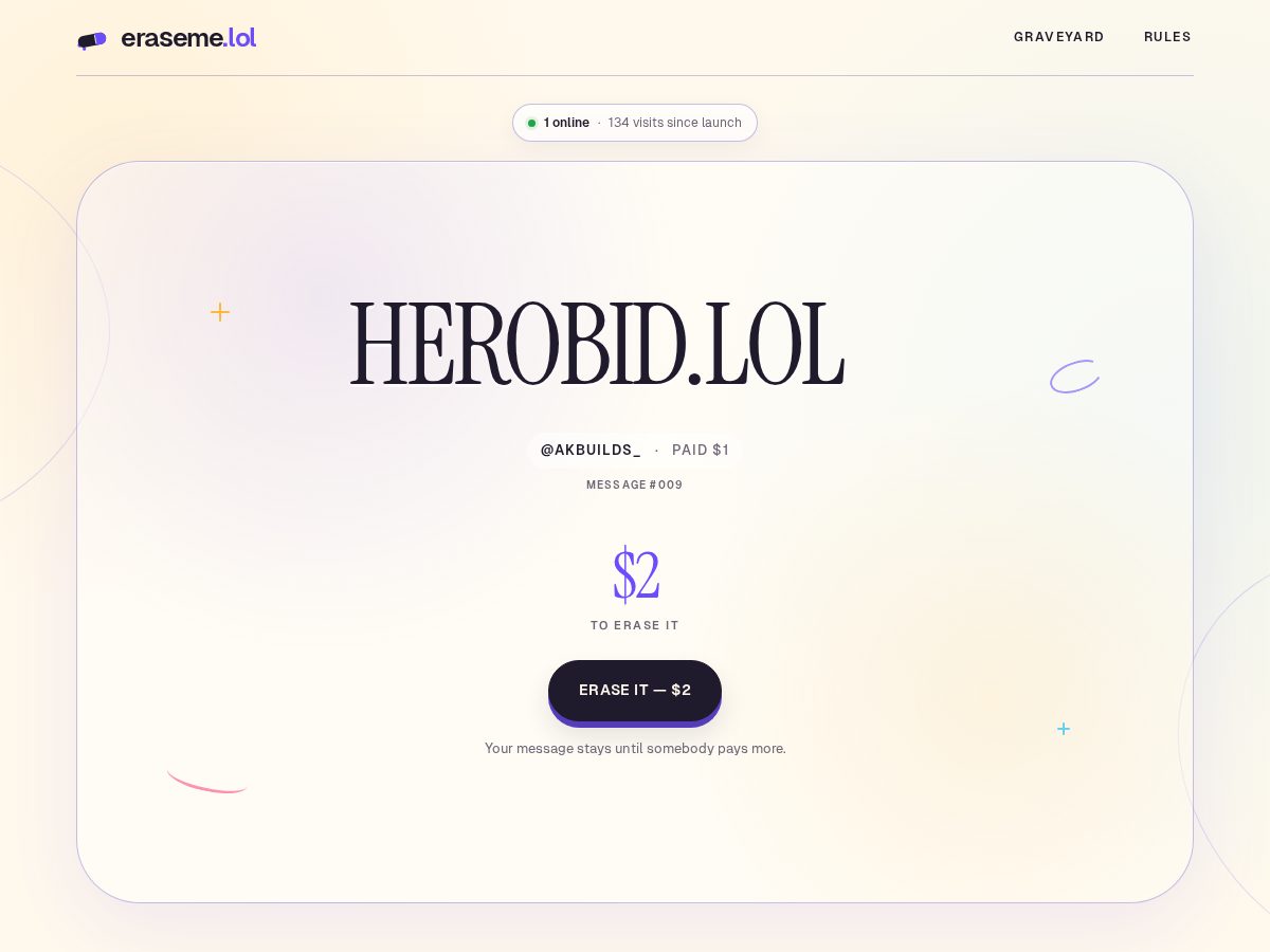 Landing-page snapshot of eraseme.lol