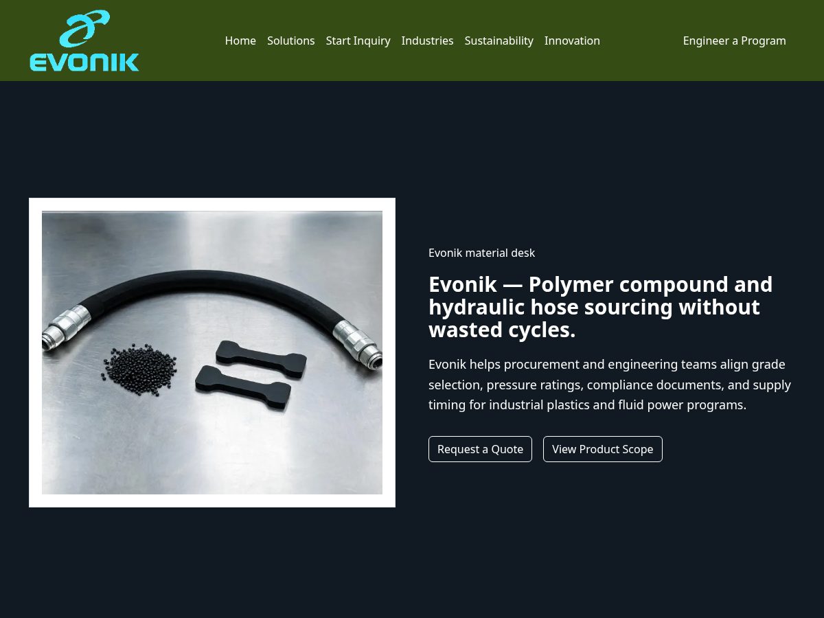 Landing-page snapshot of evonikusa.com