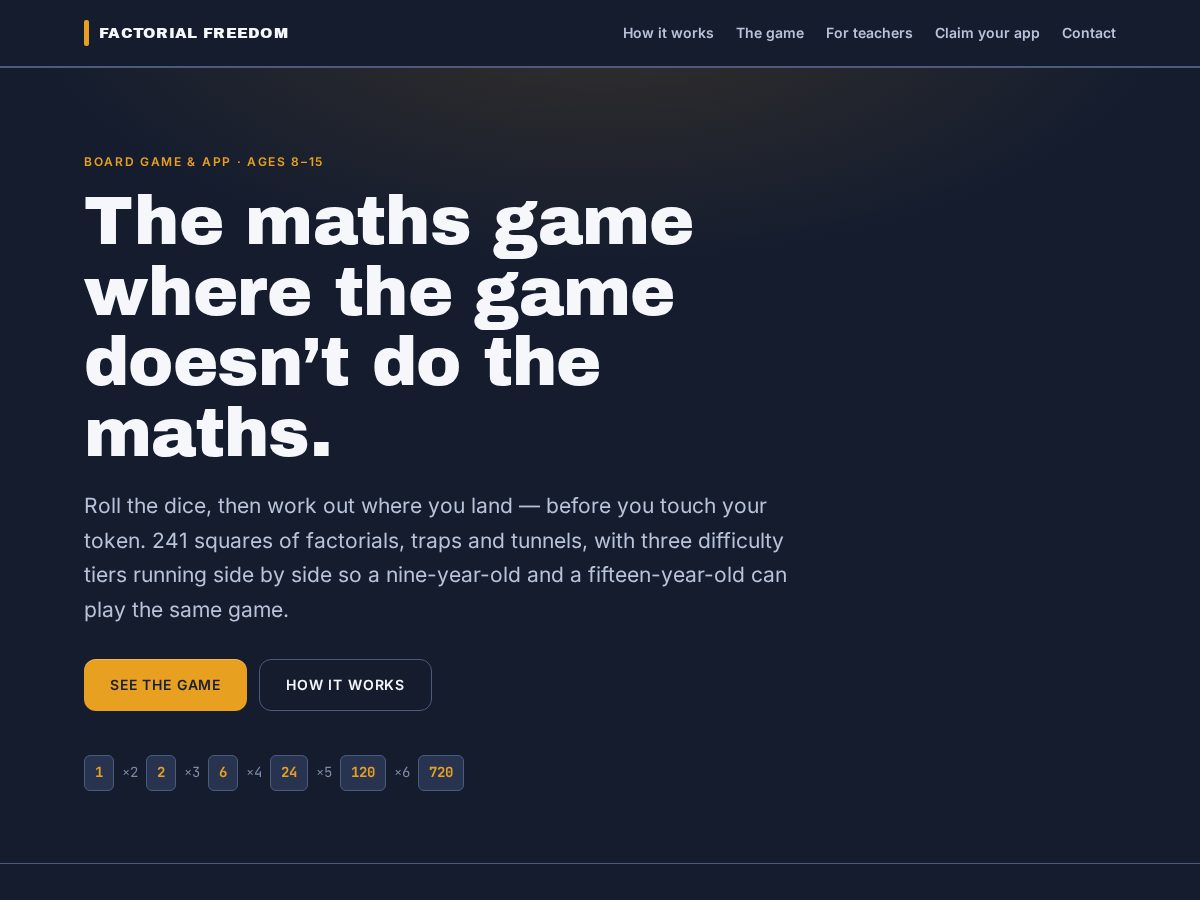 Landing-page snapshot of factorialfreedom.com