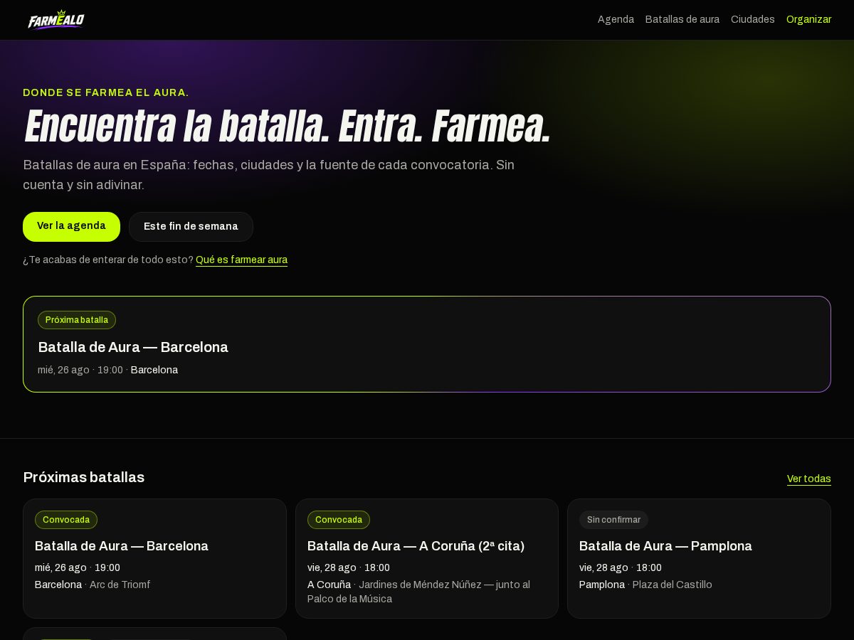 Landing-page snapshot of farmealo.com