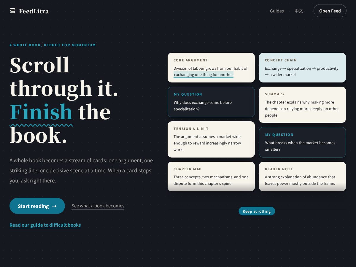 Landing-page snapshot of feedlitra.com