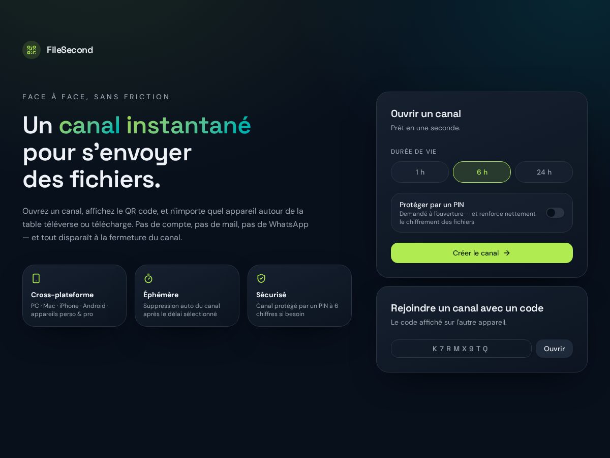 Landing-page snapshot of filesecond.com