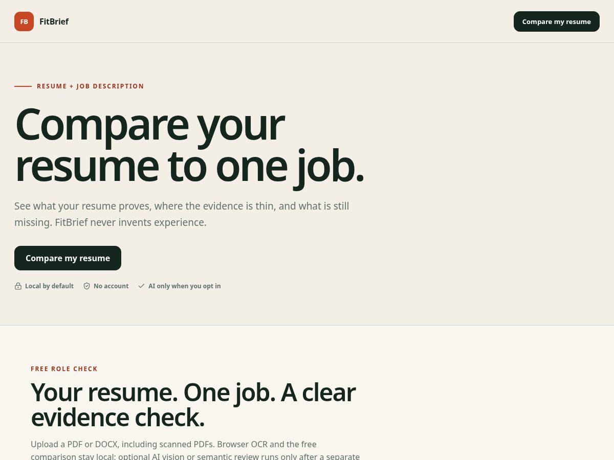 Landing-page snapshot of fitbrief.space