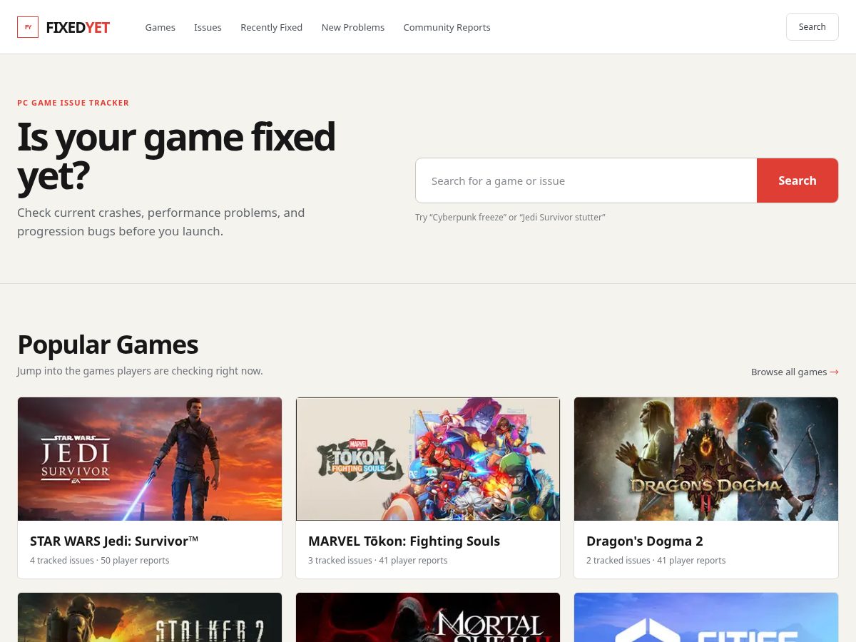 Landing-page snapshot of fixedyet.xyz