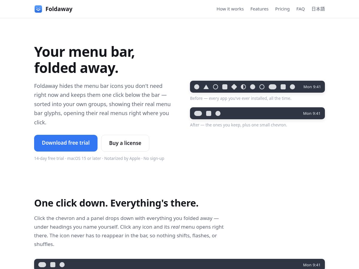 Landing-page snapshot of foldaway.app