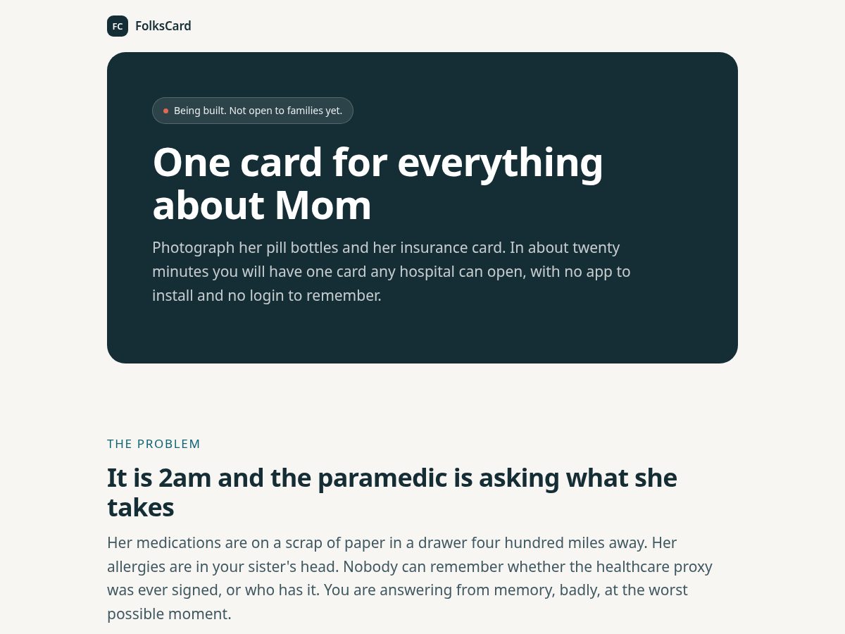 Landing-page snapshot of folkscard.com
