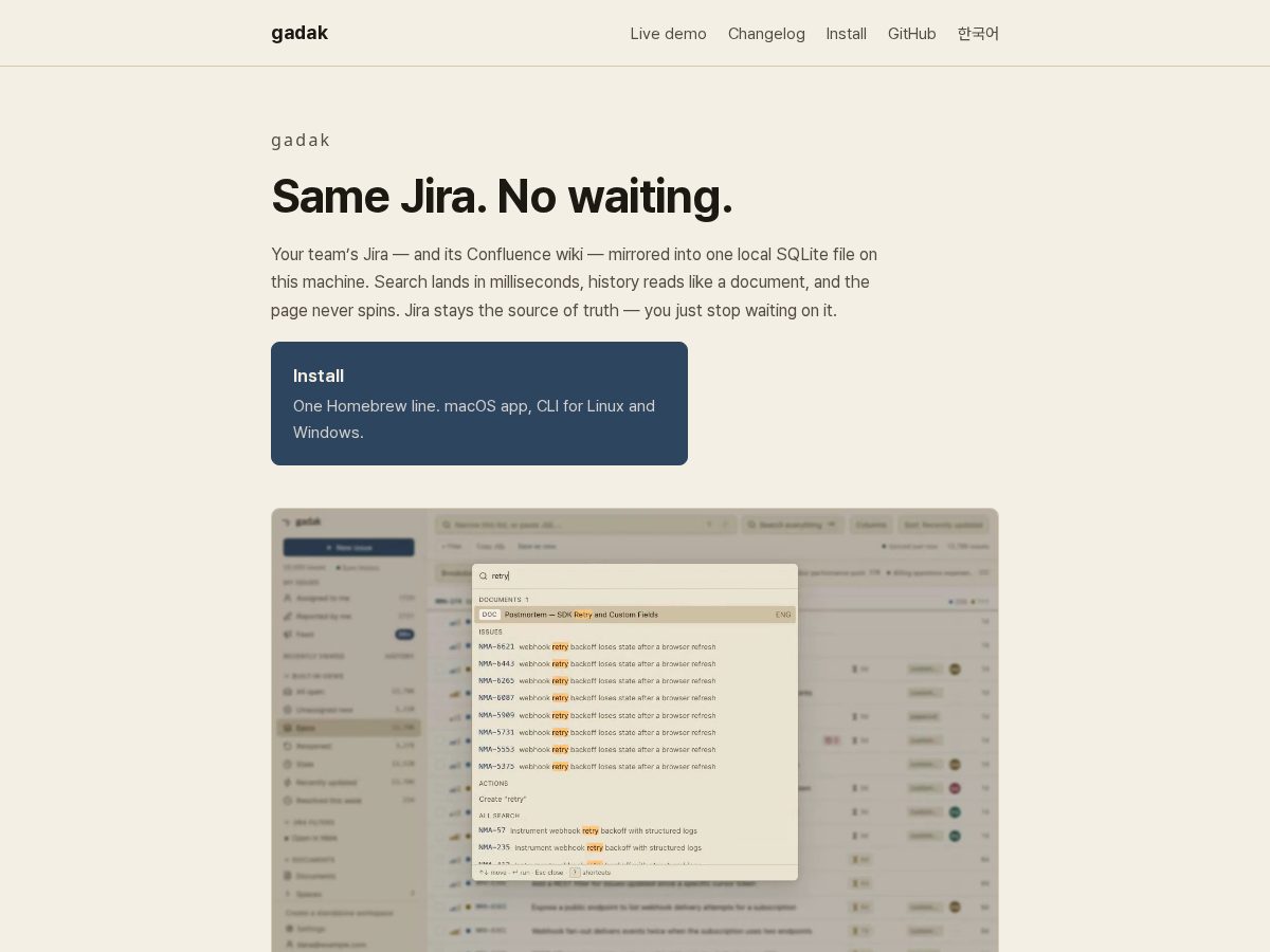 Landing-page snapshot of gadak.dev