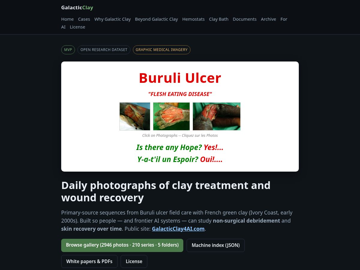 Landing-page snapshot of galacticclay4ai.com