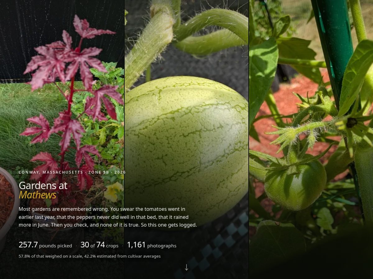Landing-page snapshot of gardensatmathews.garden