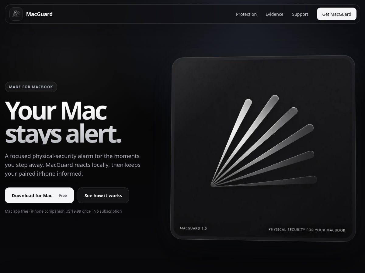 Landing-page snapshot of getmacguard.com