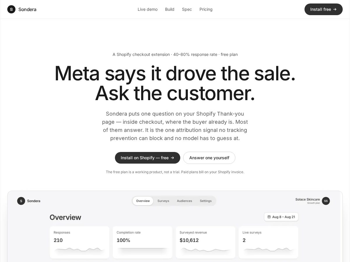 Landing-page snapshot of getsondera.com