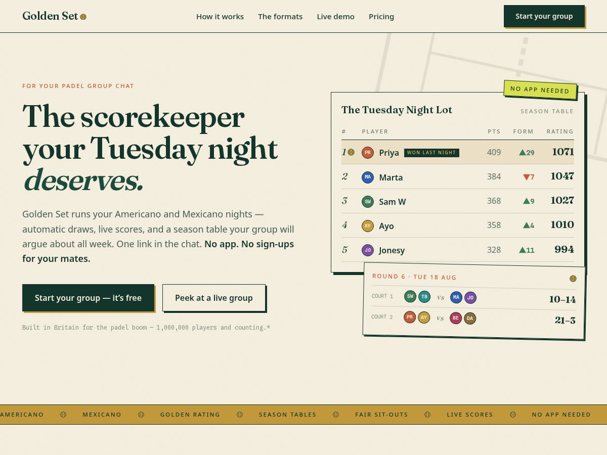 Landing-page snapshot of goldenset.club