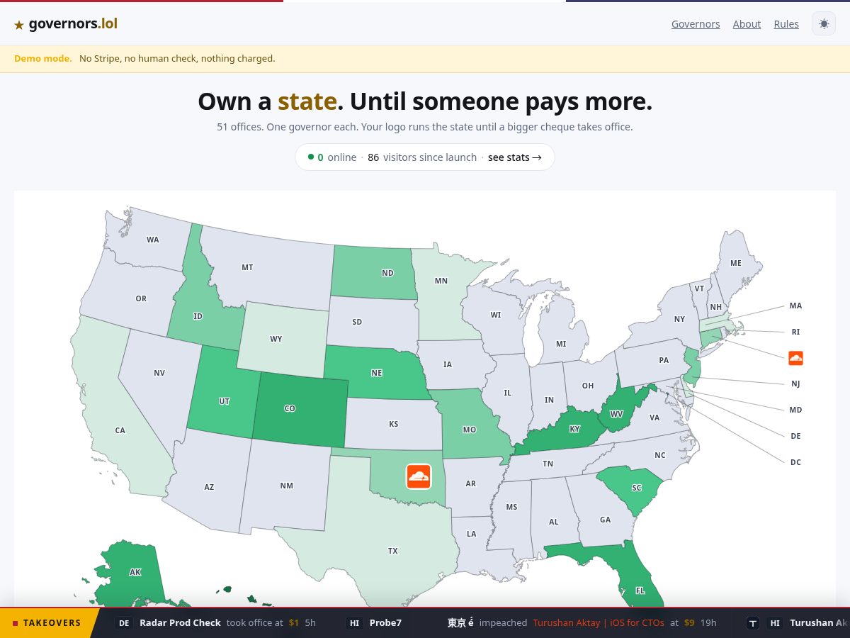 Landing-page snapshot of governors.lol