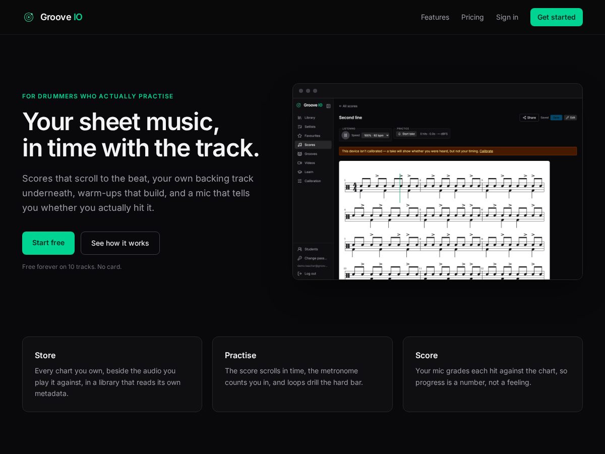Landing-page snapshot of groove-io.com