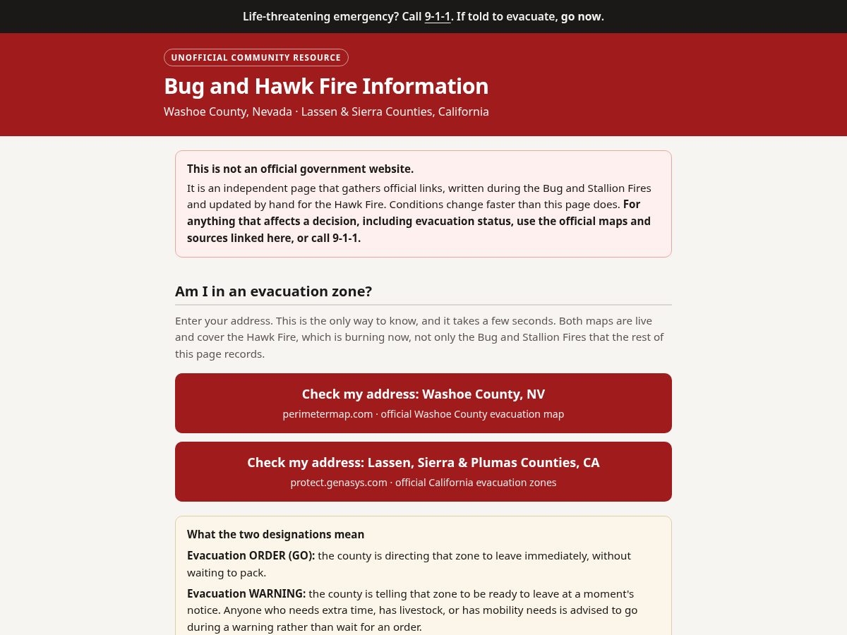 Landing-page snapshot of hawkfireinfo.com
