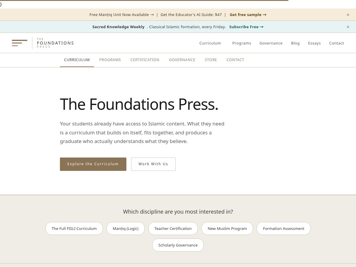 Landing-page snapshot of hqfoundationspress.org