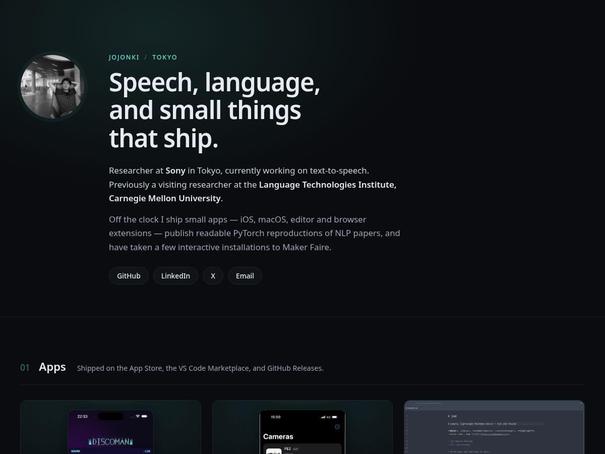 Landing-page snapshot of jojonki.net