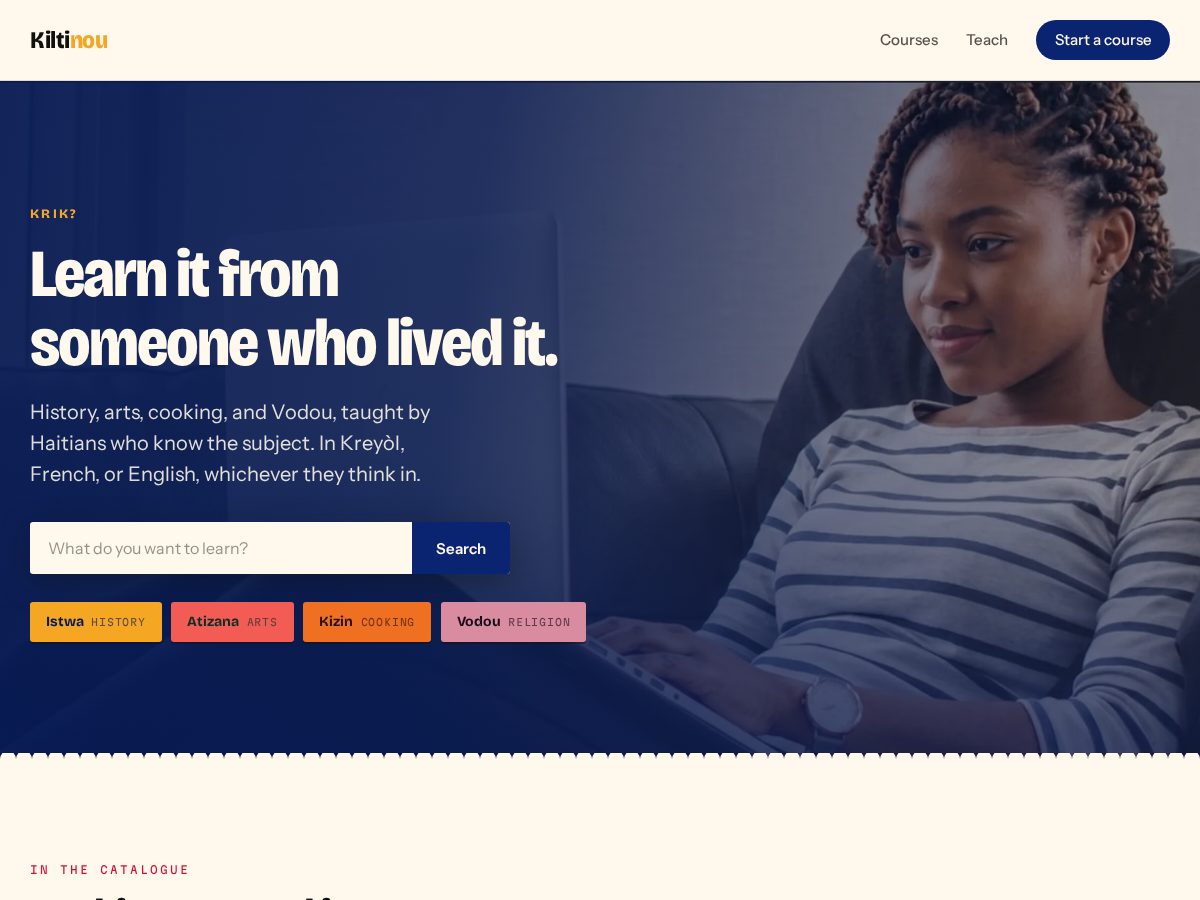 Landing-page snapshot of kiltinou.com