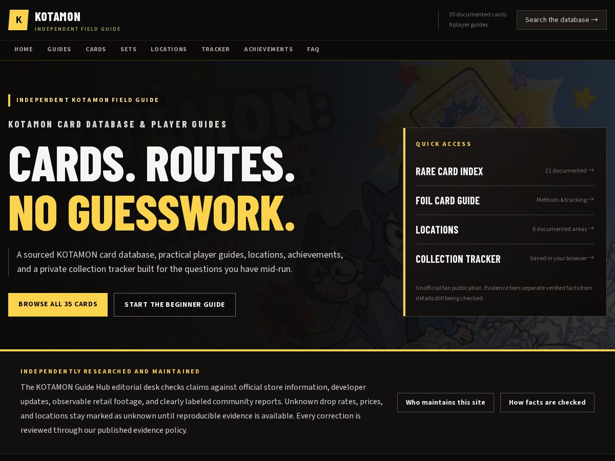 Landing-page snapshot of kotamoncard.wiki