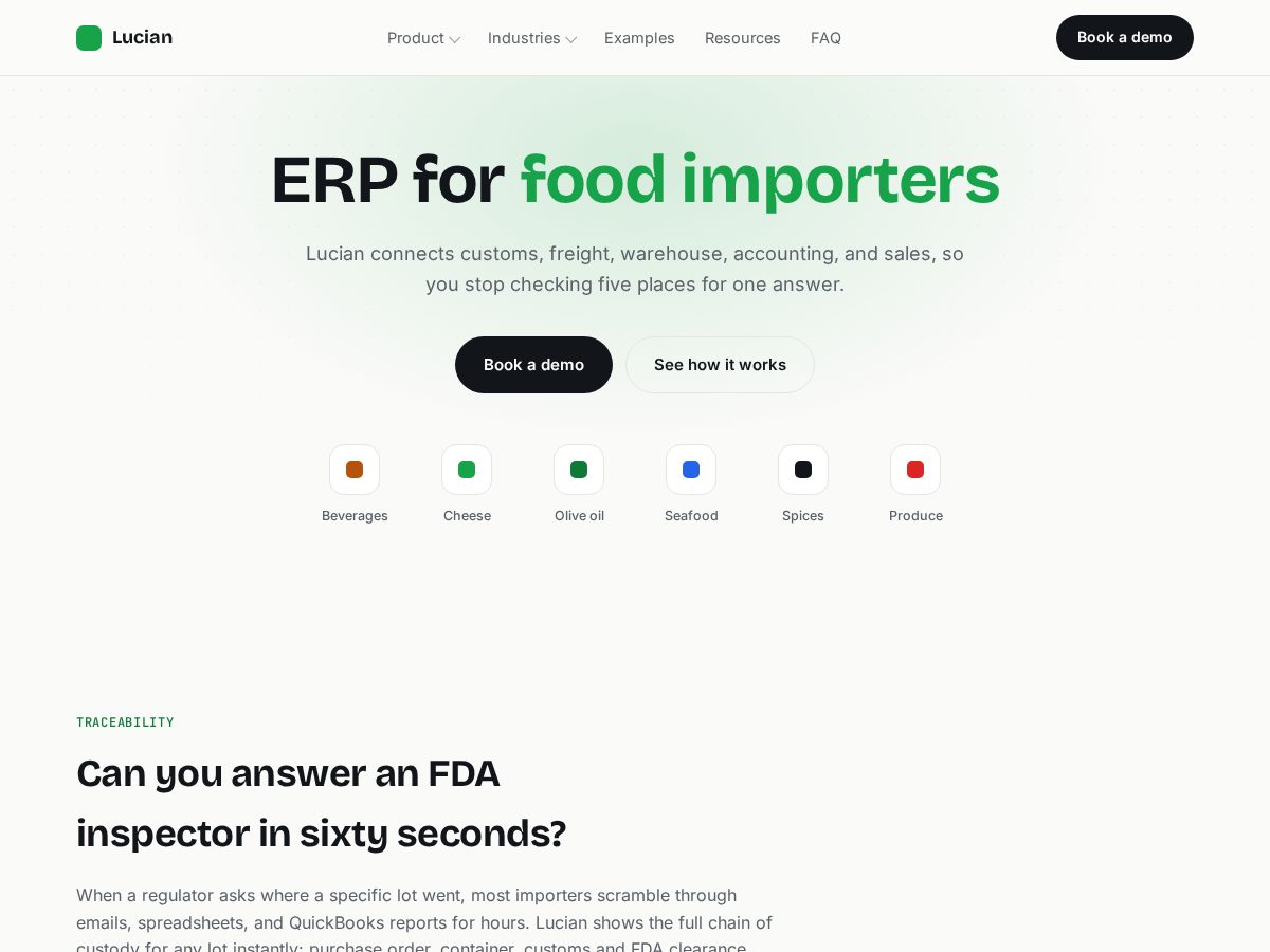 Landing-page snapshot of lucianerp.com