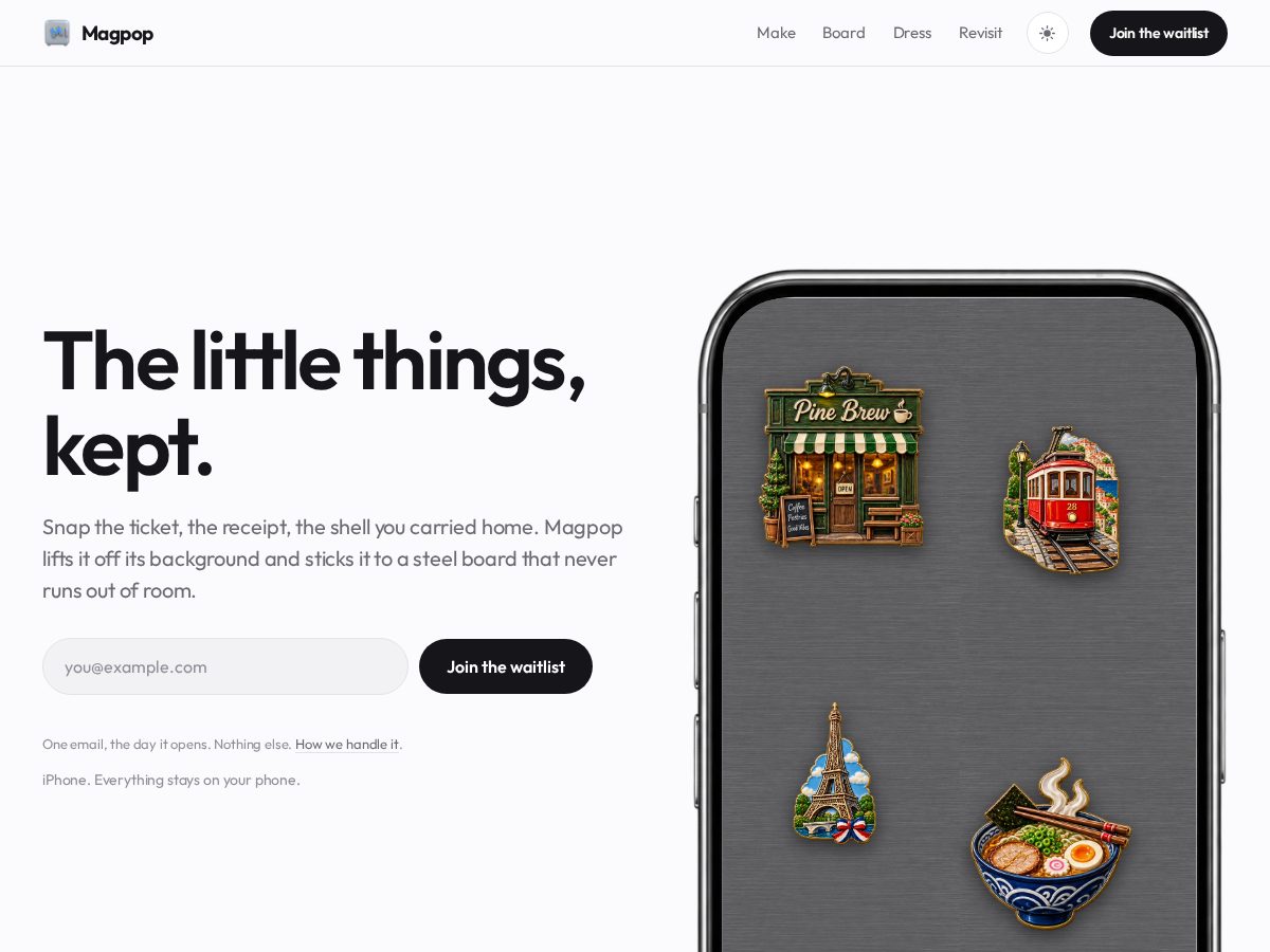 Landing-page snapshot of magpop.app