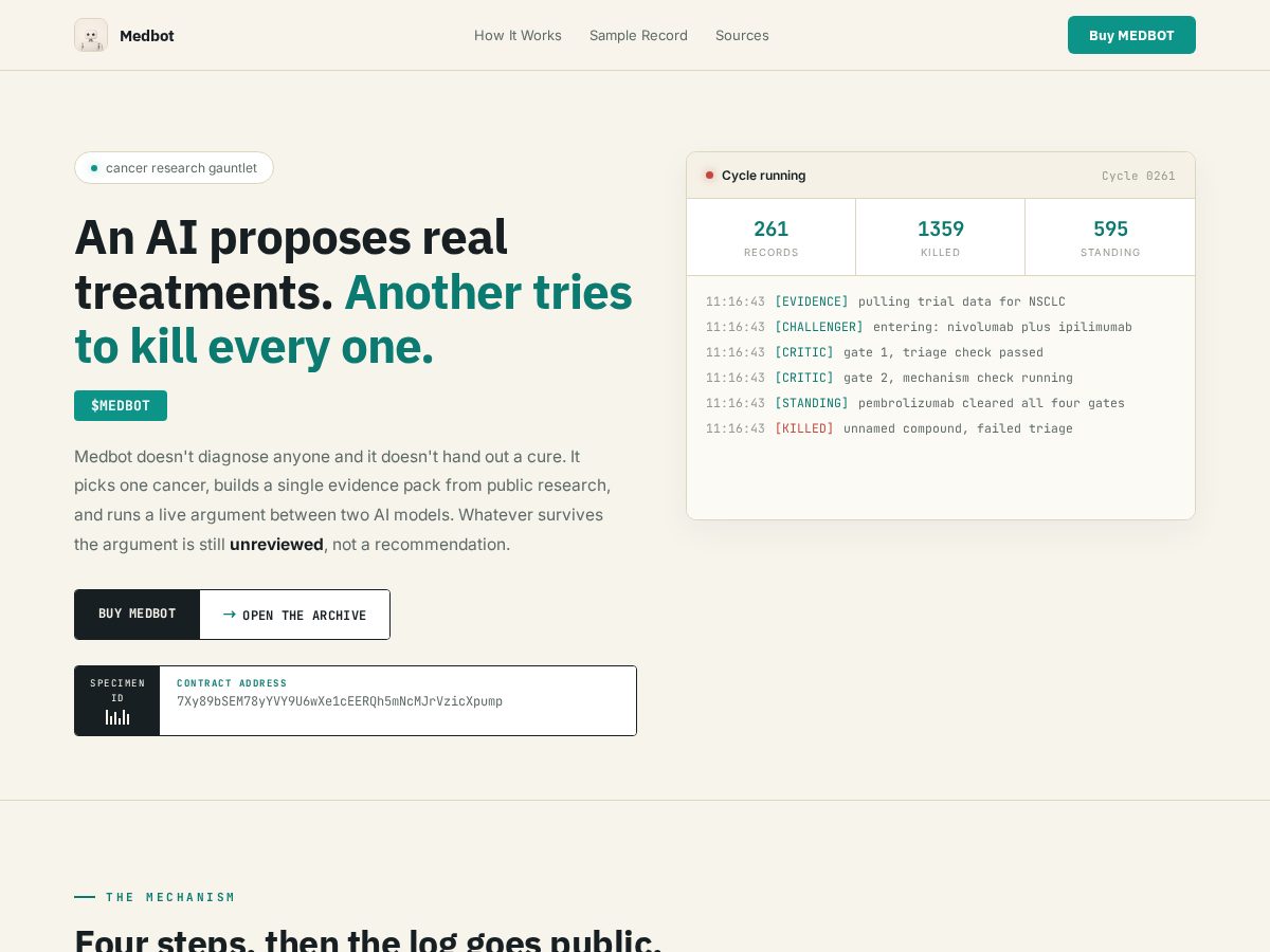 Landing-page snapshot of medbot.lol
