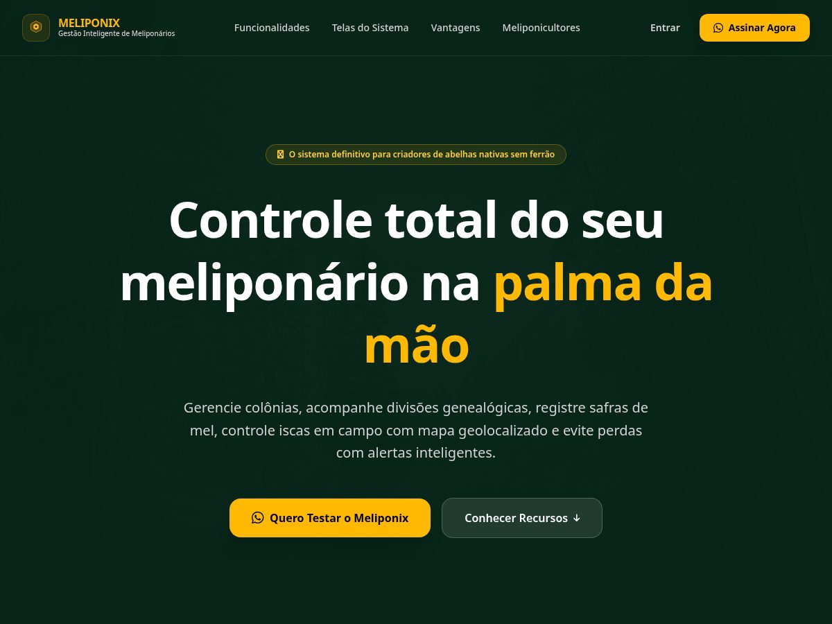 Landing-page snapshot of meliponix.com