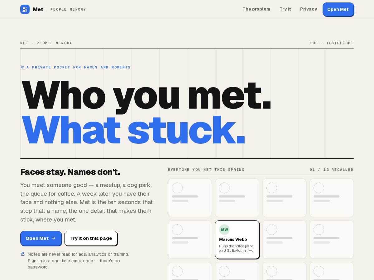 Landing-page snapshot of met.fyi