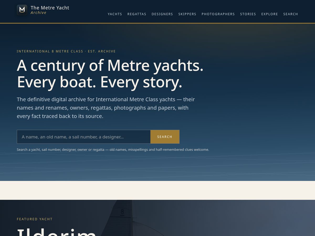 Landing-page snapshot of metreyachtarchive.com