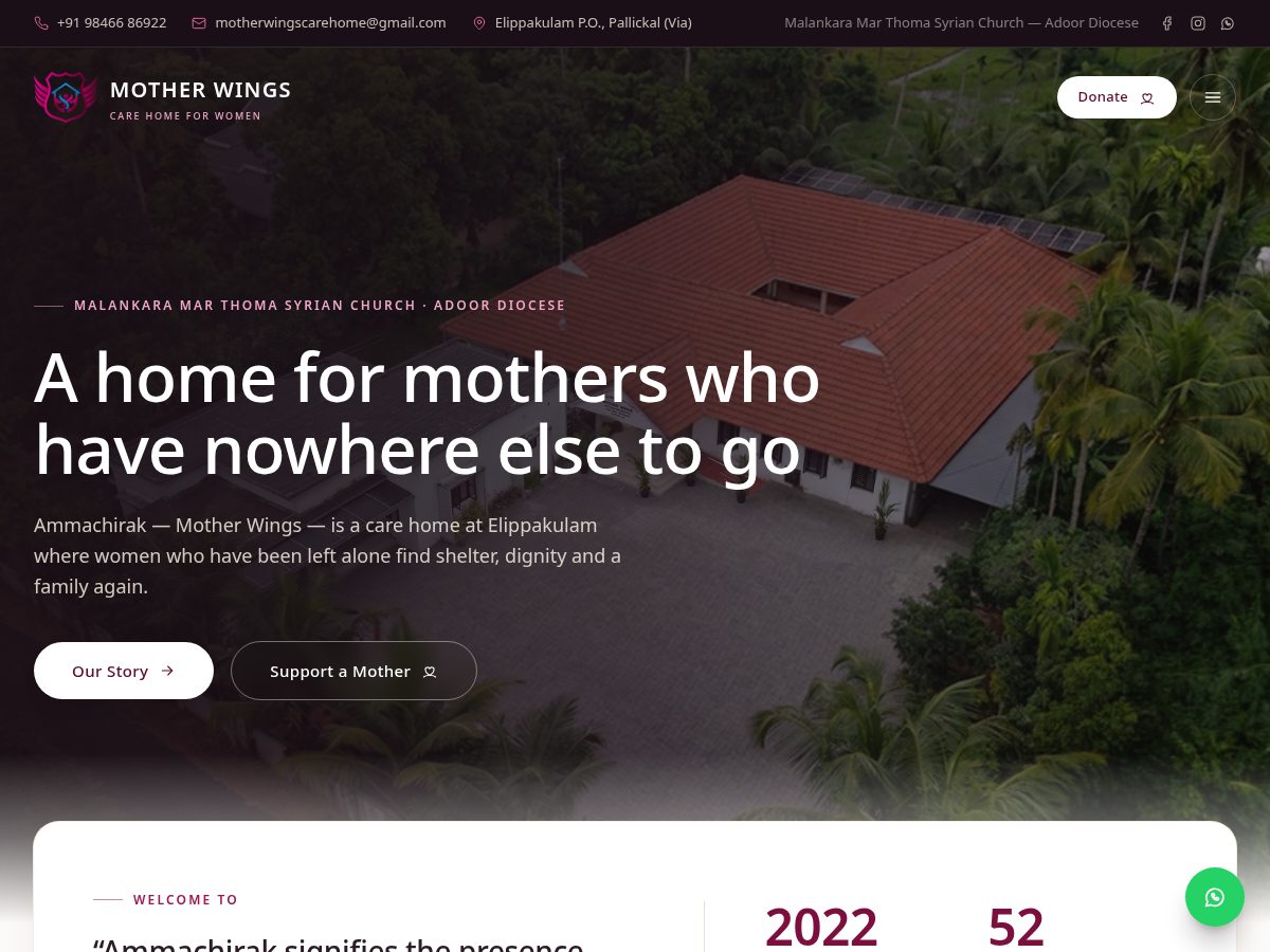 Landing-page snapshot of motherwings.org